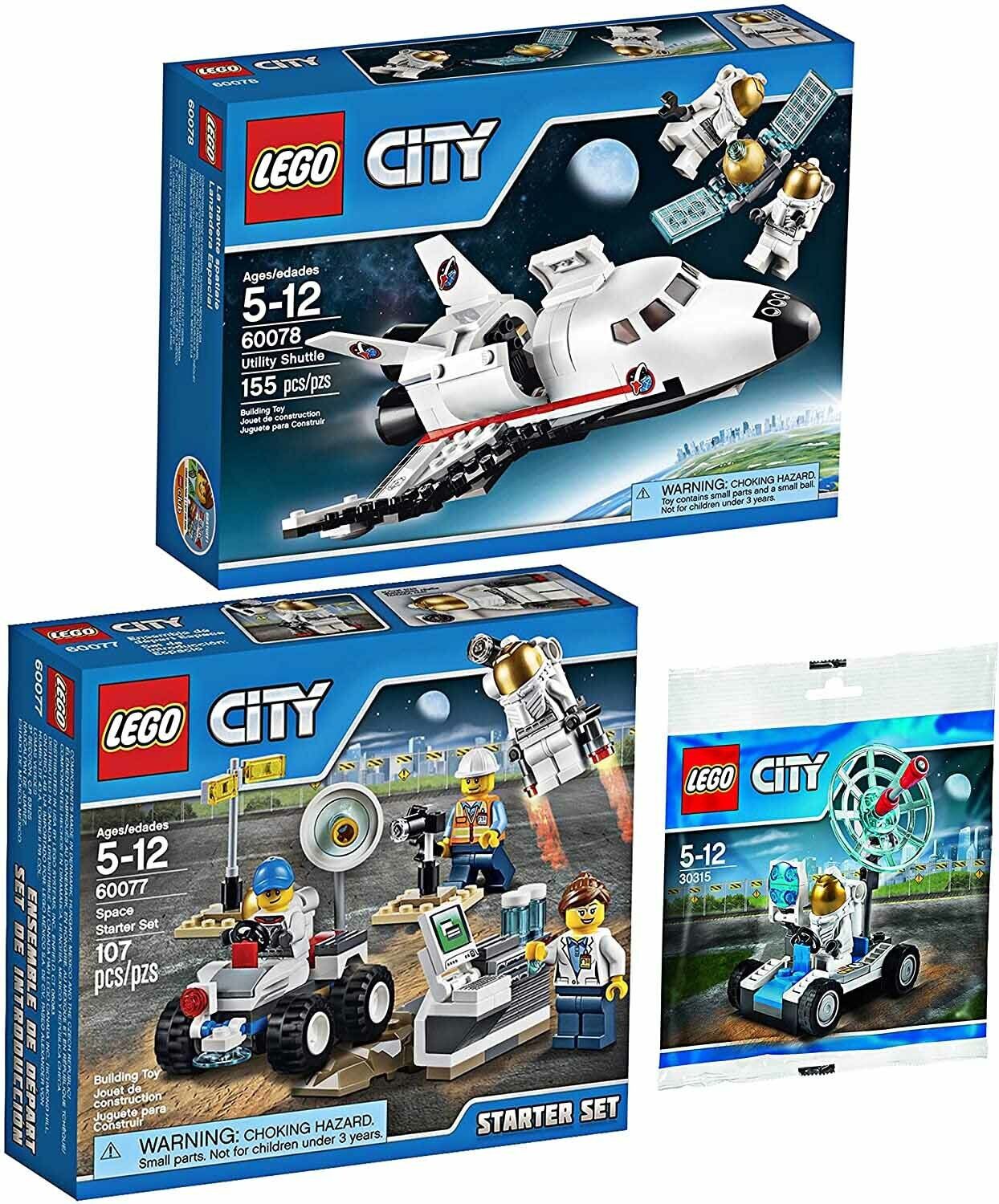 LEGO City Space Explorer Lot Space Utility Shuttle 60078, 60077, 30315