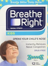 12 BREATHE RIGHT Nasal Strips for Kids Children Child Size Nose Band Breath Rite