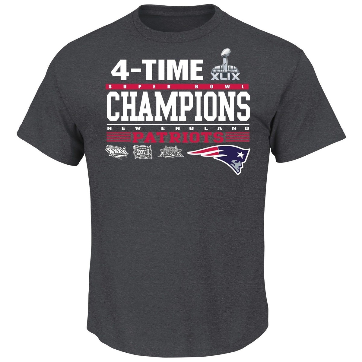 New England Patriots 4-Time Super Bowl XLIX (49) Champions T-Shirt