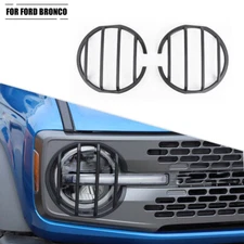Front Headlight Lamp Decor Guard Trim Cover Bezels For Ford Bronco 2021+ Black