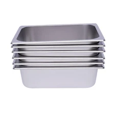 6 Pack 4" Deep 1/2 Size Stainless Steel Steam Table Pans Hotel Food Prep Pan NEW