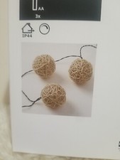 IKEA SOLVINDEN 12 Lights LED String Light Indoor/Outdoor Battery Operated Brown
