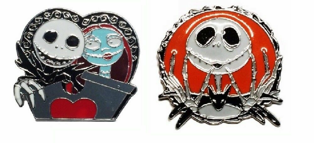 Nightmare Before Christmas Characters 1 1/2" Tall Enamel Metal Pin Set of 2