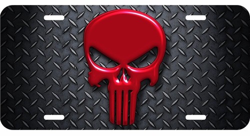 Etiqueta de placa de tocador de aluminio Punisher Skull tamaño 12"X8" calibre .032 - Imagen 7 de 7
