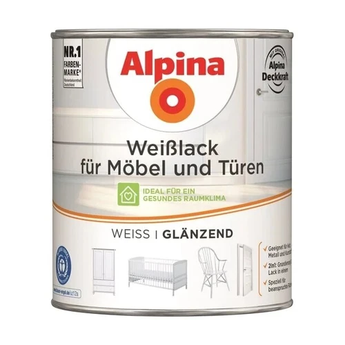 Alpina Heizkörper-, Hammerschlag-,Speziallack Weißlack für Möbel & Türen GL 750 