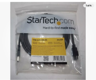 Lot of  (3) Star Tech USBSEXT2MBK 2M/6FT USB 3.0 A to A Cable-M/F