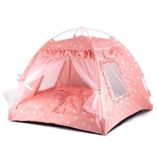 Dog Tent Indoor Cat House Pink Puppy Bed Portable Pet Teepe Princess Dog Camp...