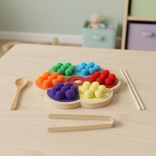 Tavola di Smistamento Colori a Forma di Fiore Materiale in Legno per Bambini