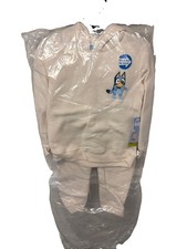 Toddler 4T Bluey 2-Piece Fleece Cotton Sweatsuit Set Hoodie  Pants Cream New
