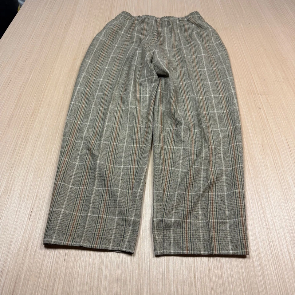 Pantalón Orvis Vintage Plaid Pull On Mujer Talla 2 Hecho en USA 90s Beige Naranja Foto 2 de 4