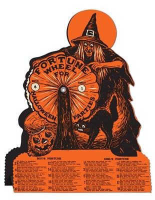 Beistle Vintage Halloween Witch Fortune Wheel Game Cardstock 1, Orange/Black