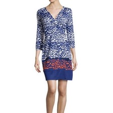 Diane Von Furstenberg New Julian Two Naoki Scribble Wrap Dress sz 4 silk