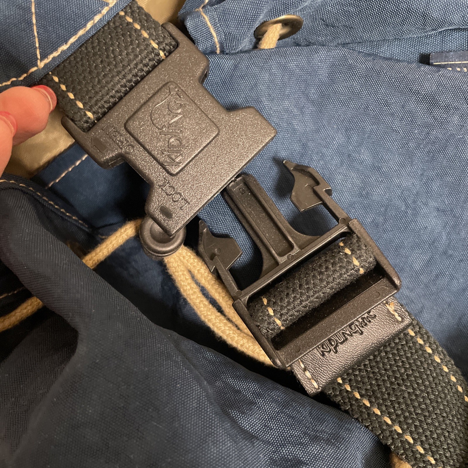 Kipling Y2K Backpack Blue Drawstring Side Zip Wat… - image 8