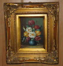 Ölgemälde mit Antikrahmen signiert, Prunkrahmen