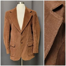 Vintage 70s JCPenney Contemporary Classic Corduroy Blazer Brown Western Size 42