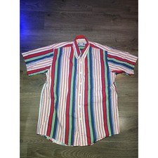 Vintage Sears Roebuck and Co Men's Striped Short Sleeve Button Down Shirt Medium