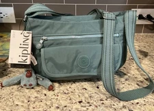 KIPLING SYRO CROSSBODY KIB4A5 LT Aloe Deco Strap Monkey-Montgomery MSRP $104 NWT