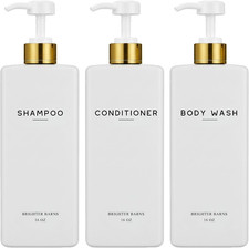Luxury Shampoo and Conditioner Dispenser Set by - Refillable Shampoo and Condit