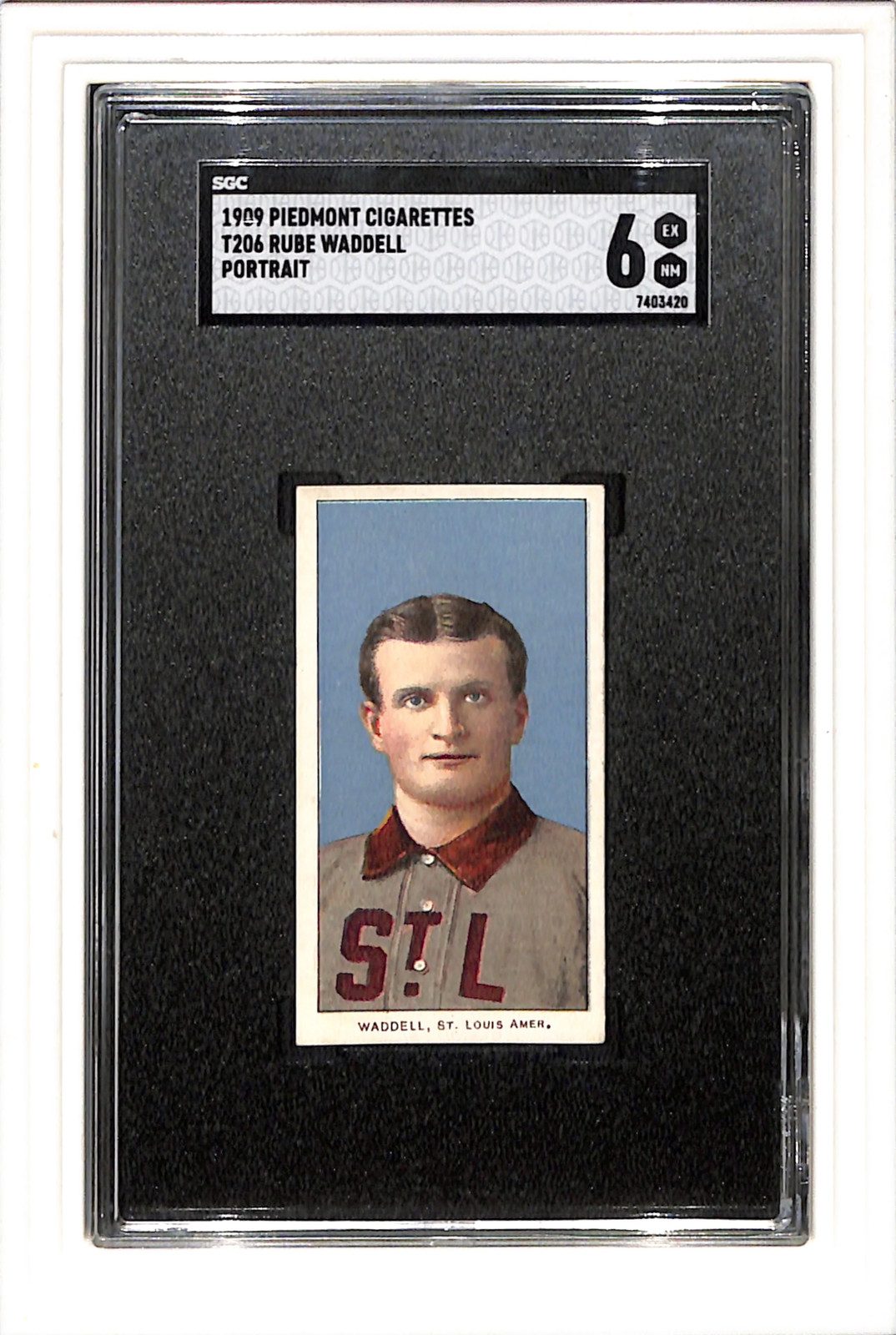 1909 Piedmont T206 Rube Waddell Portrait SGC 6 SN 7403420