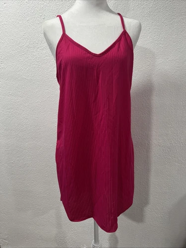 UNDERCOVER Abito da notte vintage sottocoperta trasparente rosa caldo scollo a V pigiama L