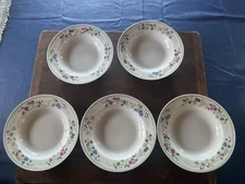 VTG Farberware Stoneware China English Garden 5 Pc 8.5”  Soup Bowls