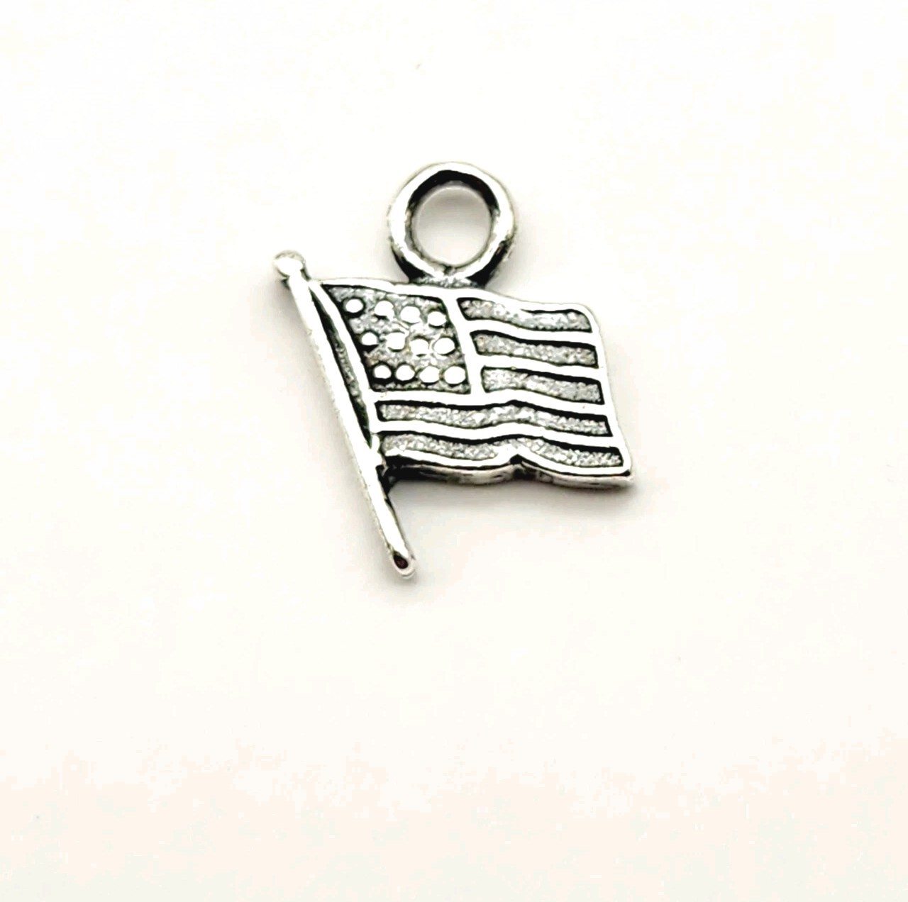 Vintage USA Sterling Silver United States American Flag Charm Pendant - 1.0g