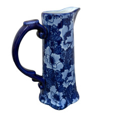 Vintage Regency Ironstone Pottery Floral Pitcher Slim Flower Pattern Vase Jug SM