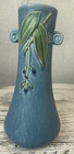 Vintage Rare Weller Cornish Blue Art Deco Vase 8 1/4” Signed