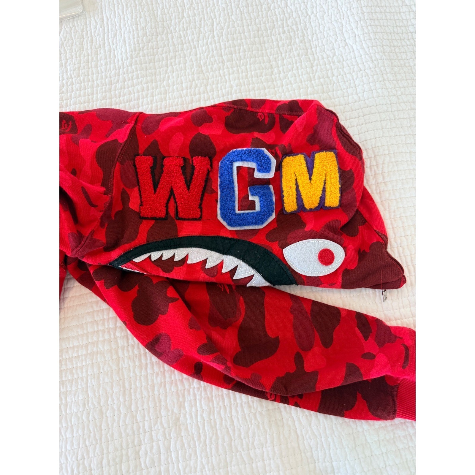 A Bathing Ape 레드 카모 샤크 풀집 후드티 XL 001ZPE301017X 일본 제조 3