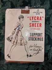 Hanes Vintage Thigh High Stockings 1 pr Beige 10.5-11 L 15