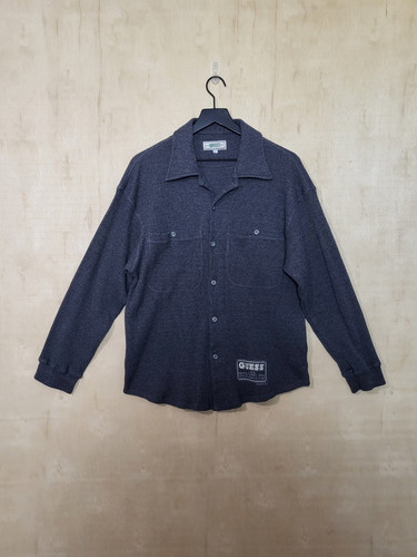 Men's Size:L Guess Originals Designs 90s Waffle Knit Button Up Shirt Vintage - Picture 1 of 11
