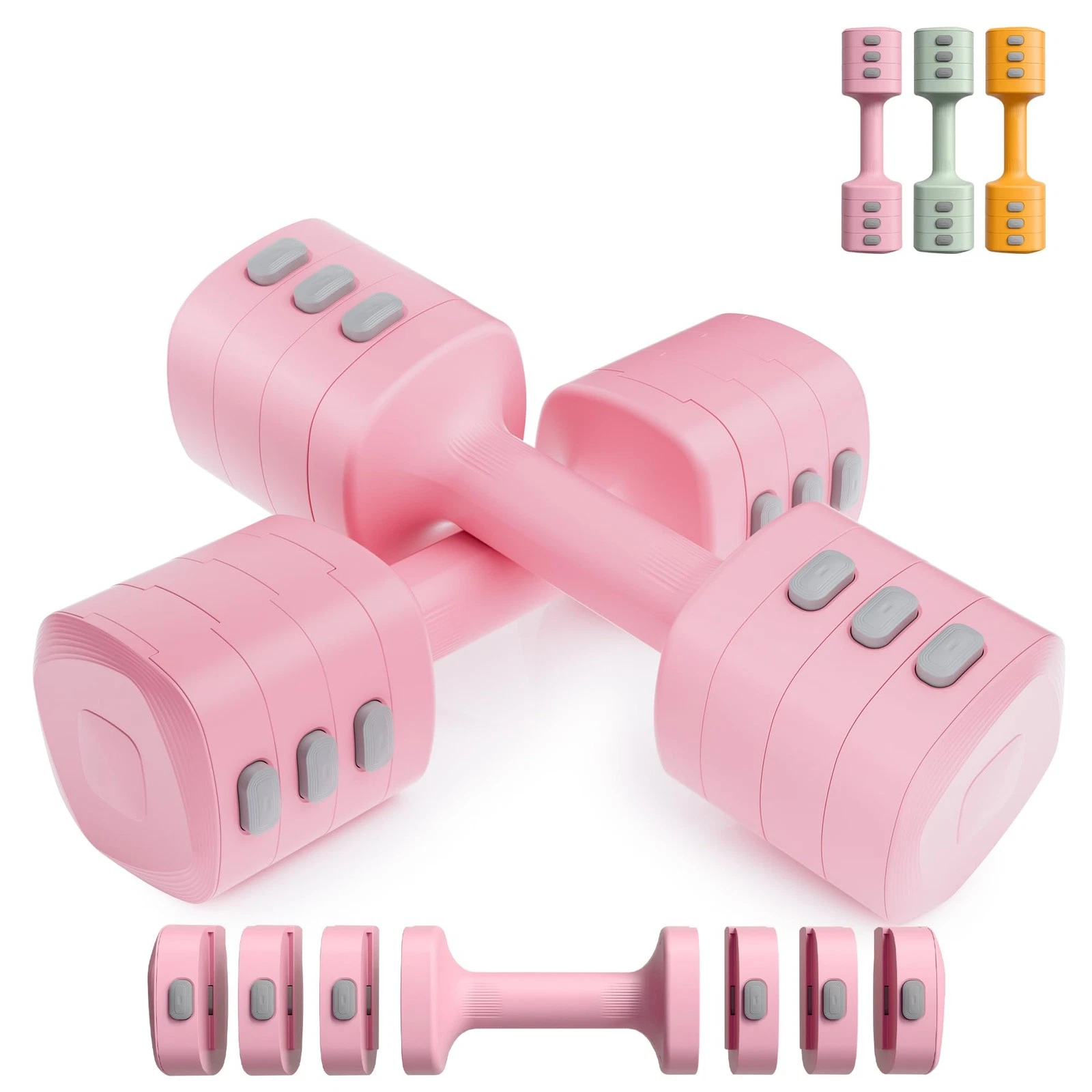 Adjustable Dumbbell Set of 2, 4 in 1 Weights with Fast Adjustment, Each 2.2lb...
