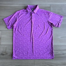 FootJoy Polo Shirt Mens XL Purple Cocktail Glass All Over Print Golf Performance