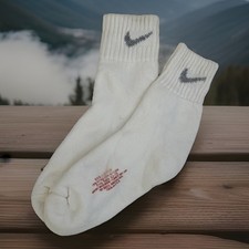 VTG 80's 90's Nike Quarter Socks Swoosh USA 10-13 White Gray Men's Irregulars