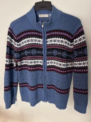 Vintage 90s-Y2k CAROLYN TAYLOR Full Zip Fair Isle Nordic Cardigan Sweater LARGE