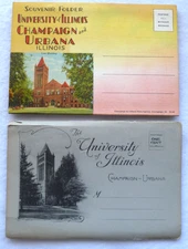 2 Vintage University of Illinois Postcard Folders