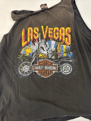 Harley Davidson XL Tank Top Las Vegas 1999 Harley Rules Right Shoulder Torn