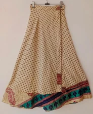 Summer Silk Magic Brown Printed Reversible Double Layer Wrap Around skirt L-36''