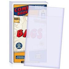 Leffis 100 Pack Resealable Current Size Comic Book Bags, comic bags, Clear