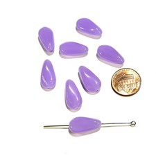 Czech Pressed Fancy Drop Smooth Glass Beads 20x10mm Lavender Opal 8pcs CL1102