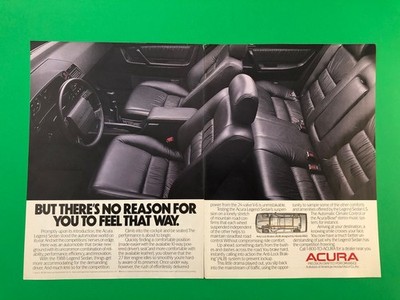 1987 1988 ACURA LEGAND VINTAGE ORIGINAL PRINT AD ADVERTISEMENT PRINTED 2 PAGE
