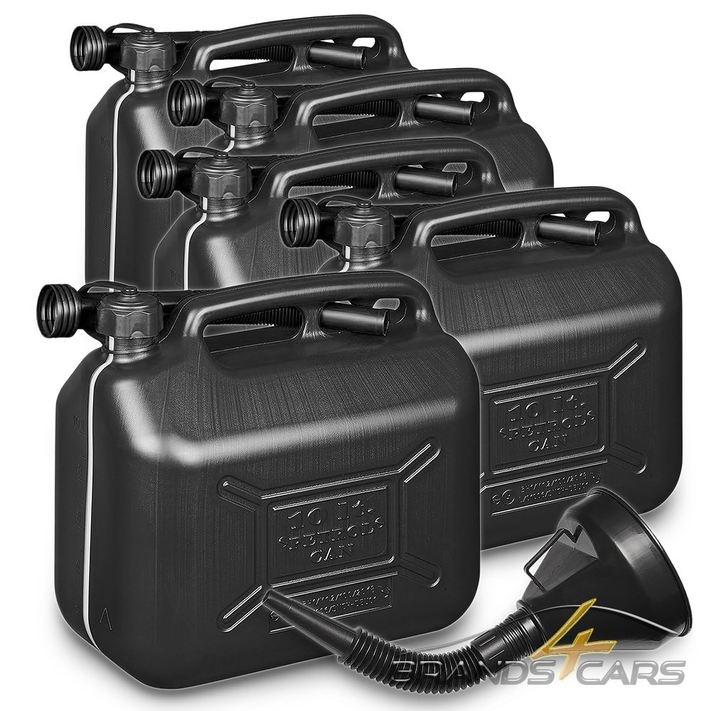 Benzinkanister 5X 10 Liter Diesel Kraftstoffkanister Benzin Kraftstoff +Trichter-image