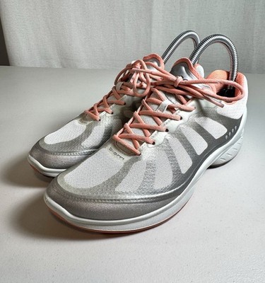 NEW Ecco Biom Fjuel Racer Shoes Women Sz 5-5.5 EU 36, Coral Silver White