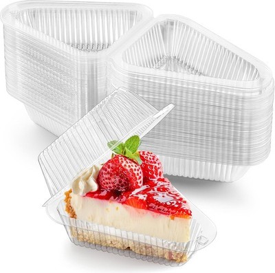Zezzxu 100 Pack Cake Slice Containers, Clear Plastic Pie Slice Containers Dispos