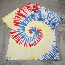Criquet Polo Shirt Mens 2XL Tie Dye Short Sleeve Pocket Golf Casual Pullover