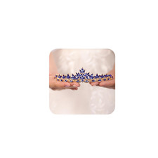 JWICOS Rhinestones Navy Blue Crystal Leaves Tiara and Crown Bridal Headband T...