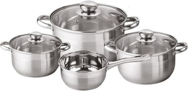 7Tlg Edelstahl-Kochtopf-Set Topfset Kochtopf Stielkochtopf Kasserolle Topf-image