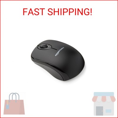 Amazon Basics 2.4 Ghz Wireless Optical Computer Mouse with USB Nano Receiver, Bl