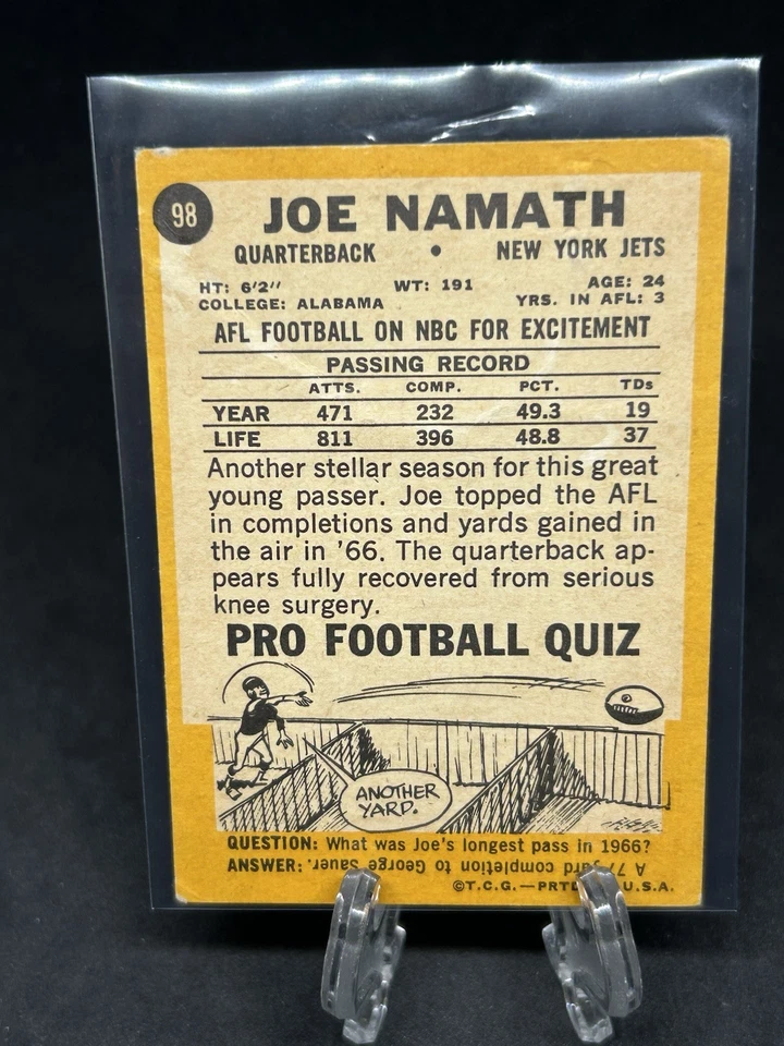 1967 Topps - Joe Namath #98 New York Jets Quarterback🔥🔥 Foto 2 de 2