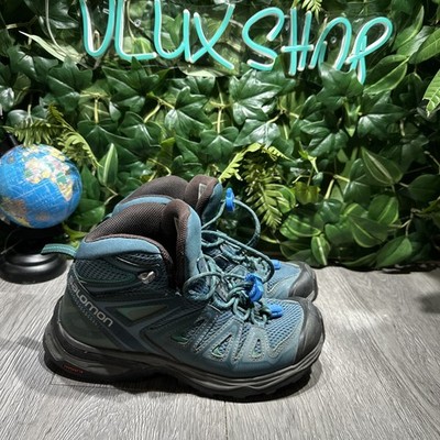 Salomon X Ultra 3 Mid 402412 Women's US 6 Hiking Boots Blue Mesh Lace Up Boots